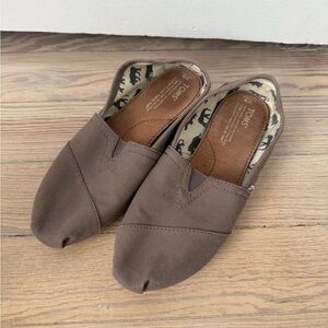 TOMS Tan Slip-On Shoes with Elephant Print